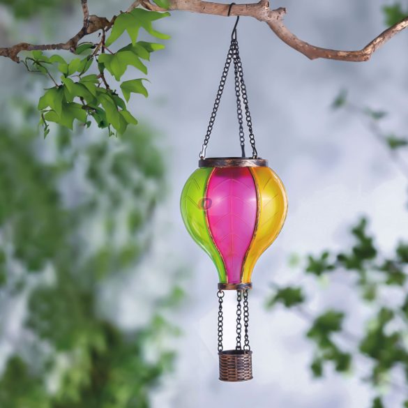 Napelemes hőlégballon, felakasztható - lángeffekt 12 LED 37 cm