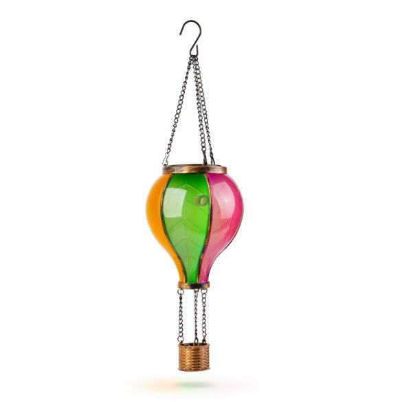 Napelemes hőlégballon, felakasztható - lángeffekt 12 LED 37 cm