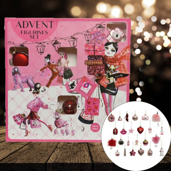 Luxury Adventi naptár "Retro Beauty" kézműves üveg díszekkel