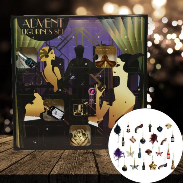Luxury Adventi naptár "Midnight Coctail" kézműves üveg díszekkel