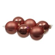 Karácsonyfa gömb üveg 8cm coral fényes-matt 6 db-os