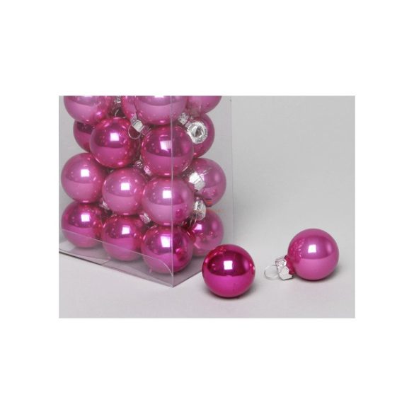 Gömb üveg 2,5 cm sötét pink 24 db / szett Karácsonyfa gömb