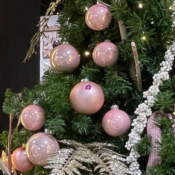 Gömbdísz üveg 8 cm rózsaszín matt-fényes 16 db-os Karácsonyfa gömb