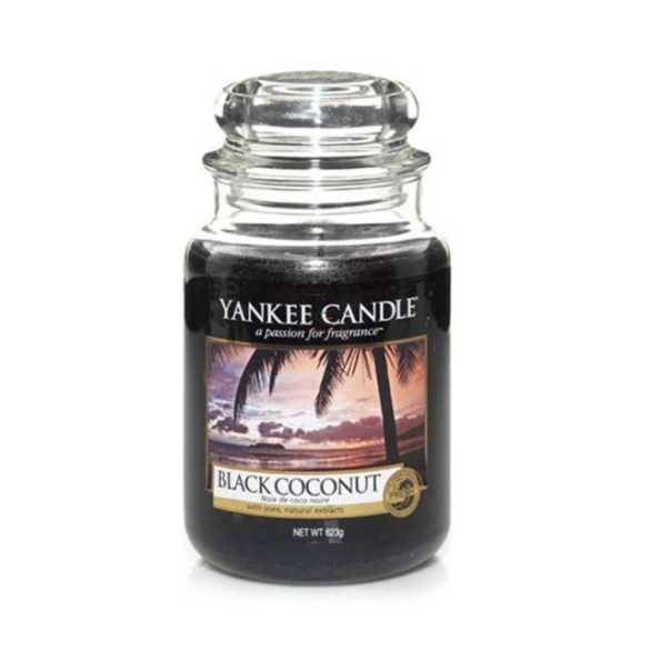 Nagy illatgyertya üvegben Black Coconut Yankee