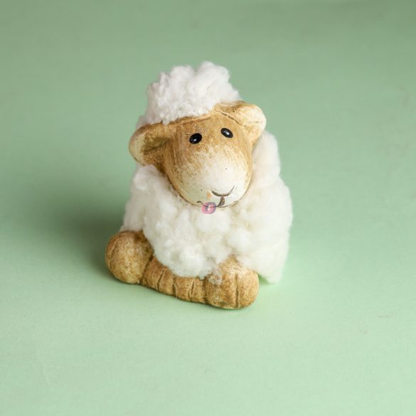 Bolyhos kerámai bárány figura 5 cm