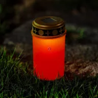   Napelemes Temetői mécses leszúrható  piros, fehér 12 cm + 8 cm