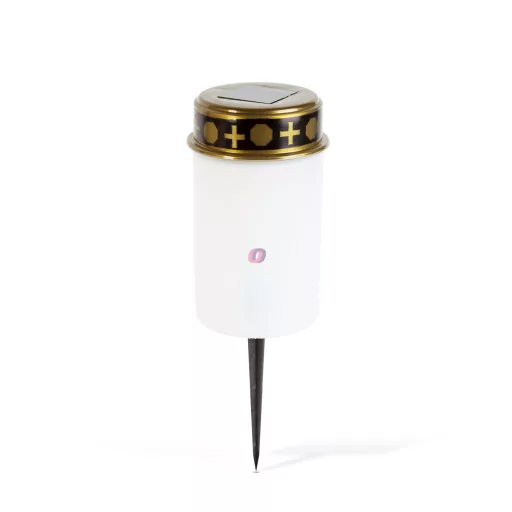 Napelemes Temetői mécses leszúrható  piros, fehér 12 cm + 8 cm