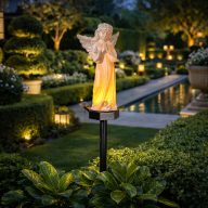 Napelemes angyal figura imádkozó, leszúrható, 49 cm