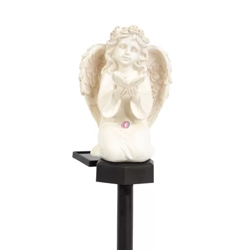 Napelemes angyal figura pillangó - 1 melegfehér LED - műgyanta - 42 x 11 x 6,5 cm
