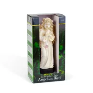   Napelemes angyal figura imadárral - 1 melegfehér LED - műgyanta - 48 x 11 x 6,5 cm