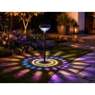   XL Leszúrható szolár lámpa melegfehér + színváltó RGB SMD LED - fekete - 53 x 11,4 cm