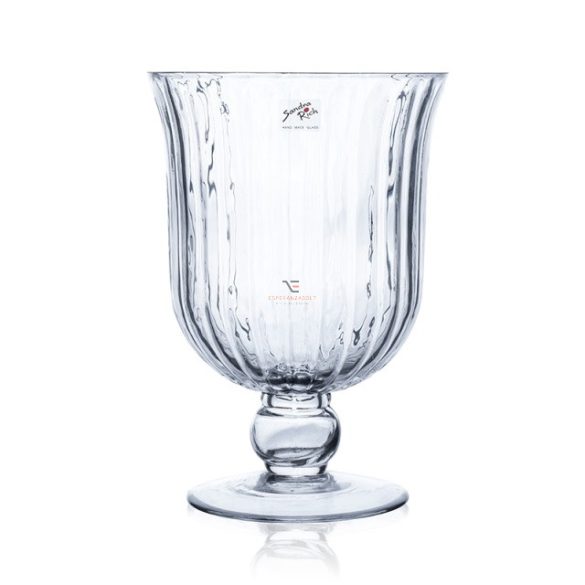 Üveg váza talpas csíkos 25,5x18cm