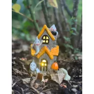   LED világítású kerámia Szellemkastély – Halloween dekor, 13 cm<