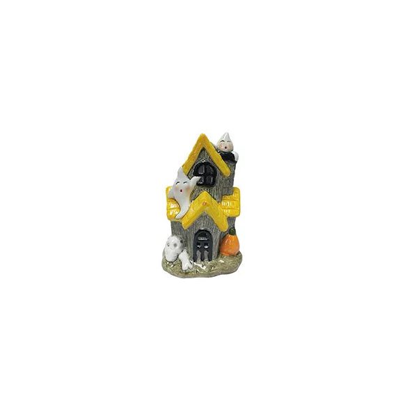LED világítású kerámia Szellemkastély – Halloween dekor, 13 cm<