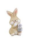 Cuki nyuszi dekor figura virággal 13 cm