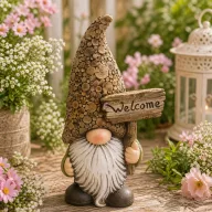 Kültéri manó figura welcome táblával - 44 cm