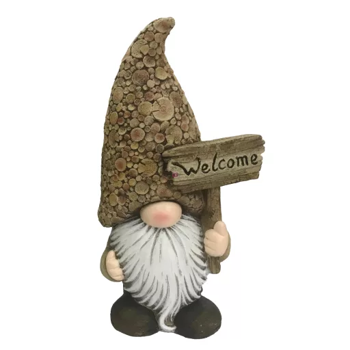 Kültéri manó figura welcome táblával - 44 cm