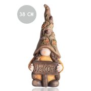 Kültéri orrmanó Welcome táblával, barna, 38 cm