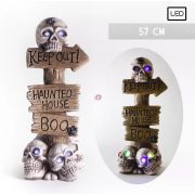   Rémisztő LED-es Halloween Kísértet-Tábla Koponyákkal – 57 cm-es
