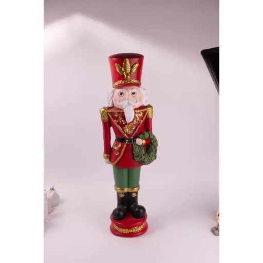 XL Prémium Kültéri diótörő figura, piros, kerámia, 66 cm