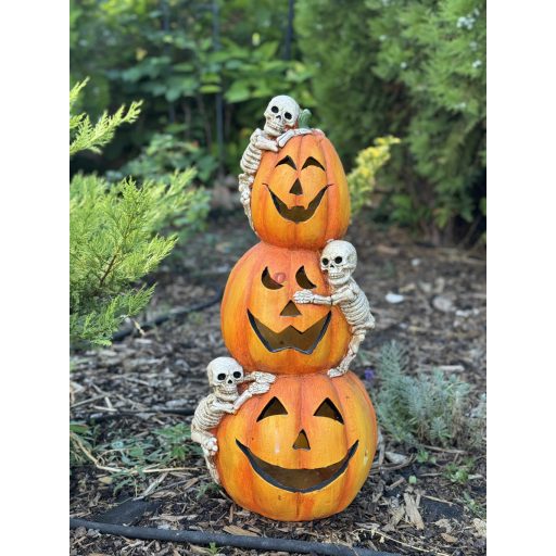 XXL LED-es Halloween Tök, csontvázzal 64 cm-es