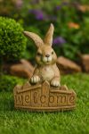 XL Cuki nyúl figura welcome felirattal, kerítésléccel 45 cm