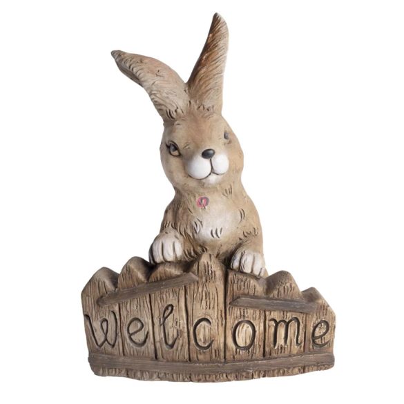 XL Cuki nyúl figura welcome felirattal, kerítésléccel 45 cm