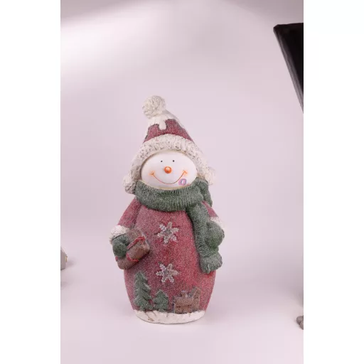 XL Kültéri hóember figura, ledes  kerámia, 52 cm