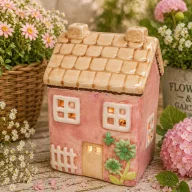 Kerámia ház rózsaszín 7,2×11 cm