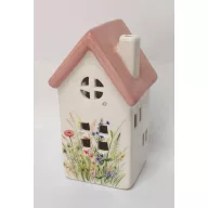 Kerámia ház virágos, rusztikus tetővel 7,7×8 cm
