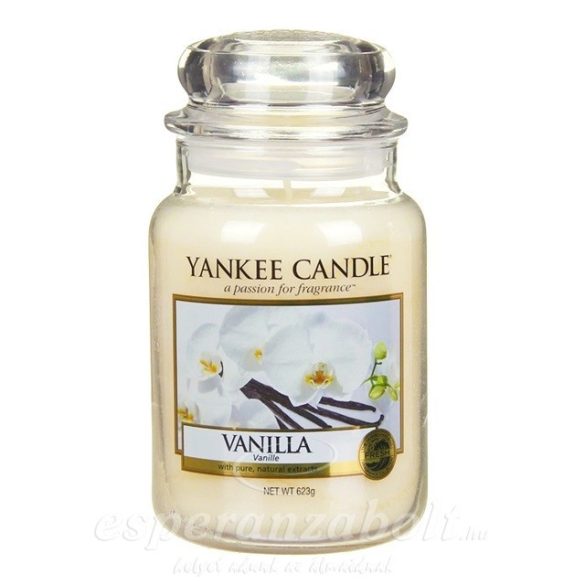Gyertya nagy üvegben Yankee Candle Vanilla 17x10cm