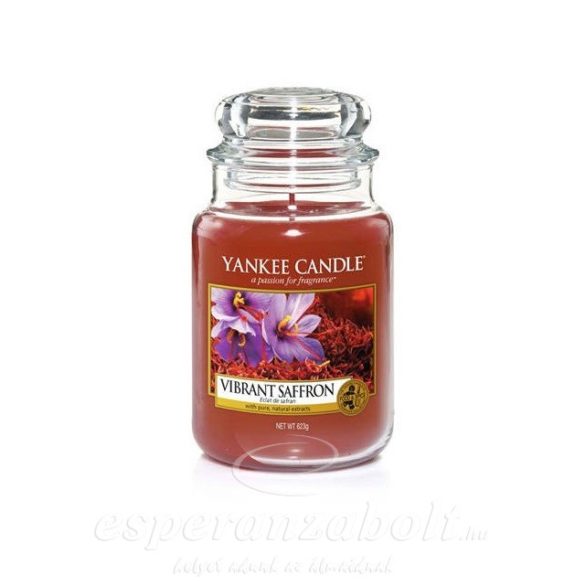 Gyertya nagy üvegben Yankee Candle Vibrant Saffron 17x10cm