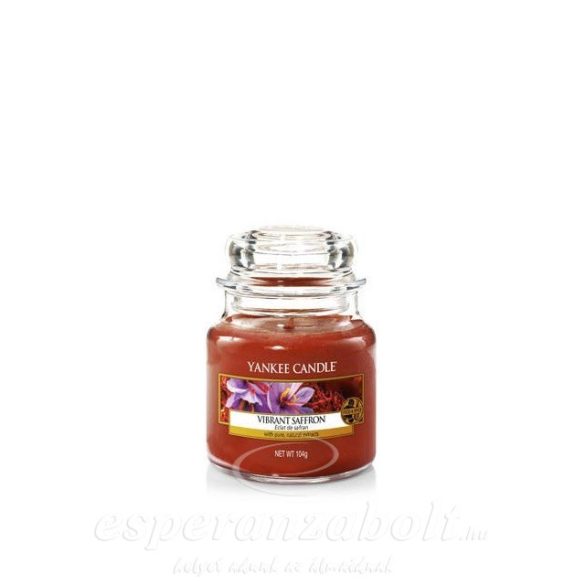Gyertya kis üvegben Yankee Candle vibrant saffron 9x6,5cm
