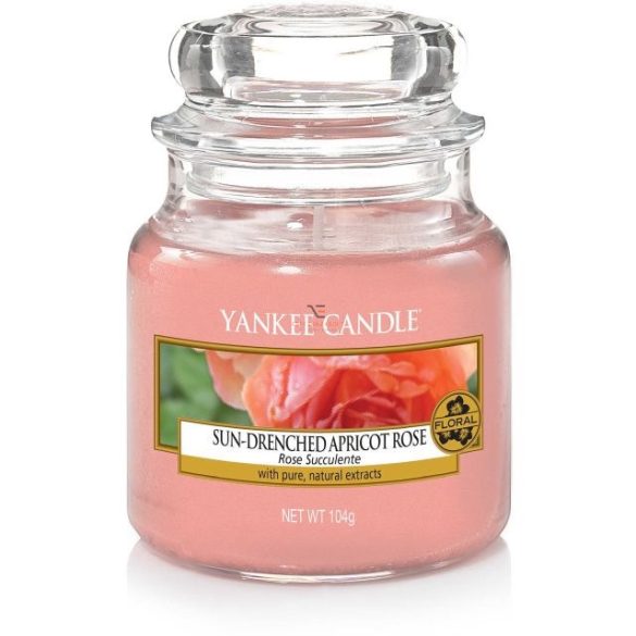 Kis illatgyertya üvegben Sun-drenched Apricot Rose Yankee