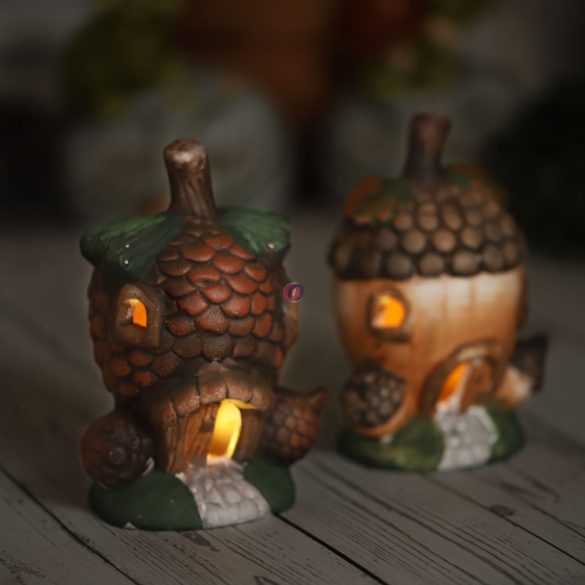 Makk házikó led világítással 14 cm elemes