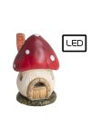 LED gombaházikó piros, kerámia, 12 cm