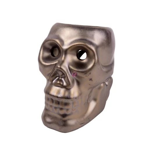 Prémium Halloweeni koponya gyertyatartó, illatolaj párologtató 12x9 cm bronz