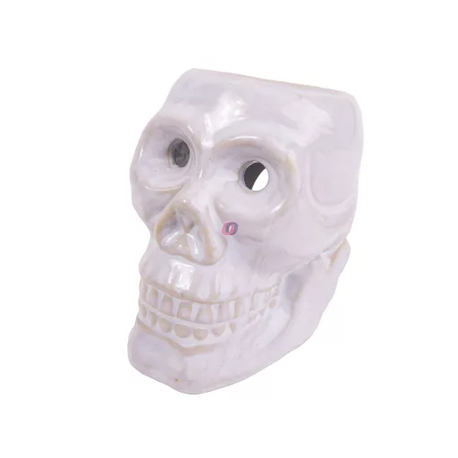 Prémium Halloweeni koponya gyertyatartó, illatolaj párologtató 12x9 cm fehér