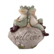 XL kerti béka pár  figura welcome felirattal 23,5 cm