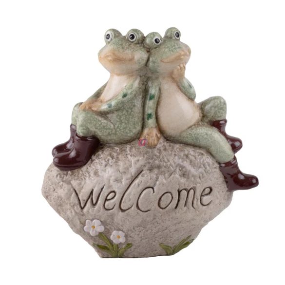 XL kerti béka pár  figura welcome felirattal 23,5 cm