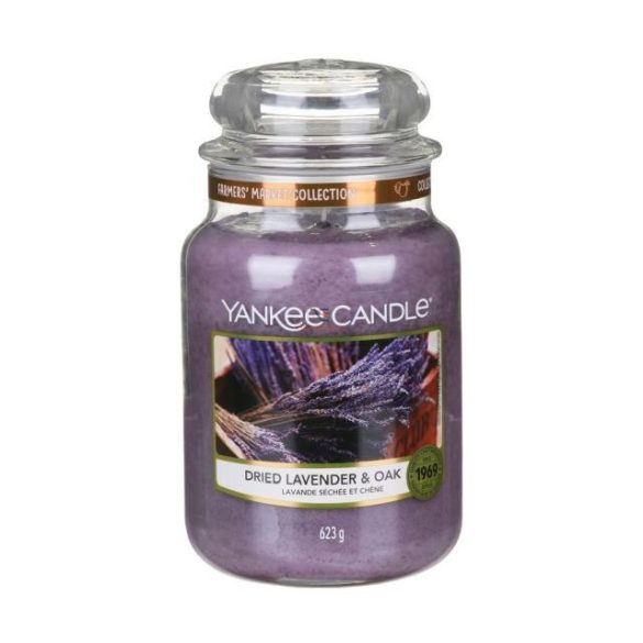 Nagy illatgyertya üvegben Dried Lavender & Oak Yankee