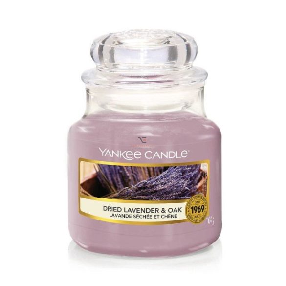 Kis illatgyertya üvegben Dried Lavender & Oak Yankee