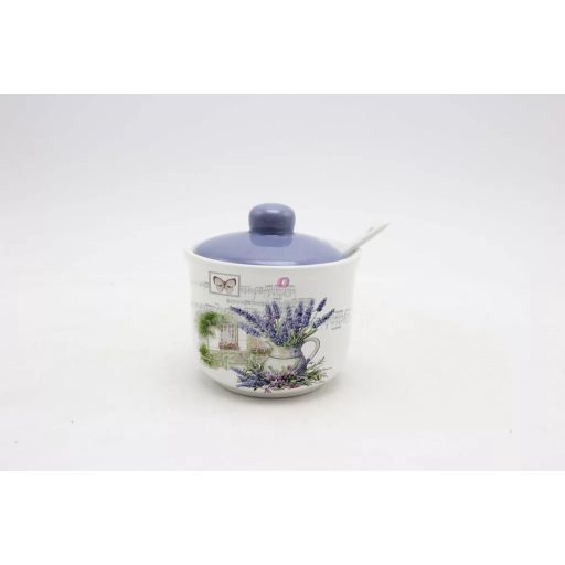 Kerámia Cukortartó Kanállal, levendulás