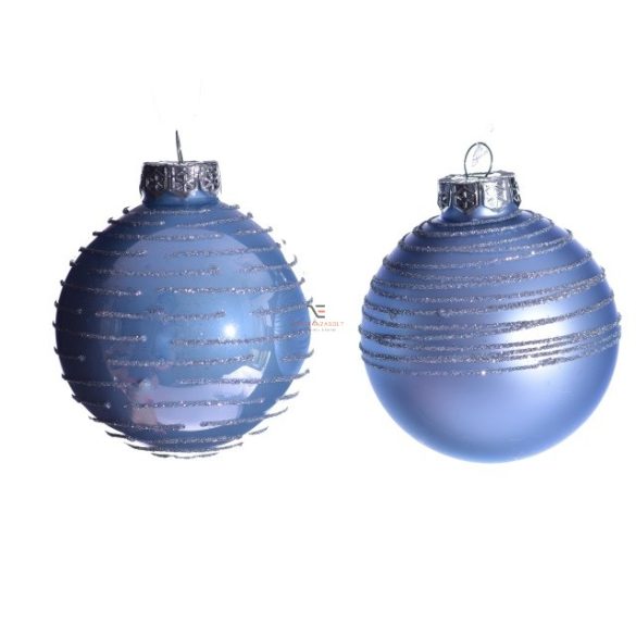 Gömbdísz üveg 7,5cm kék 12 db-os Karácsonyfa gömb - 181084