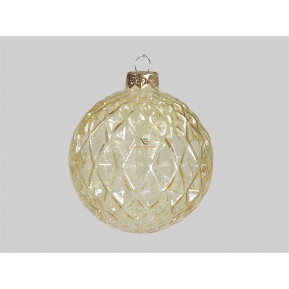 Gömbdísz üveg 8cm átlátszó arany 12 db-os Karácsonyfa gömb - 184066