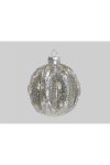 Gömbdísz üveg 14cm antik ezüst fényes 12 db-os Karácsonyfa gömb