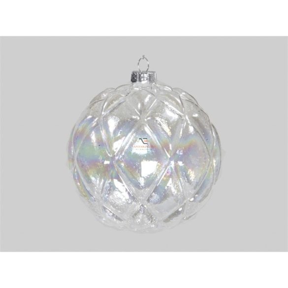 Gömbdísz üveg 8cm átlátszó 12 db-os Karácsonyfa gömb - 184123