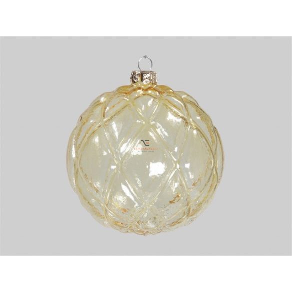 Gömbdísz üveg 8cm átlátszó arany 12 db-os Karácsonyfa gömb - 184126