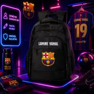   Prémium BARCELONA 2027 Iskolatáska személyre szabható, egyedi névvel "LAMINE YAMAL" Fekete