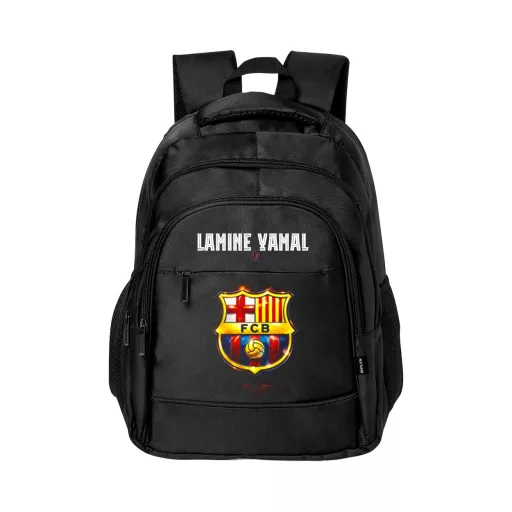 Prémium BARCELONA 2027 Iskolatáska személyre szabható, egyedi névvel "LAMINE YAMAL" Fekete